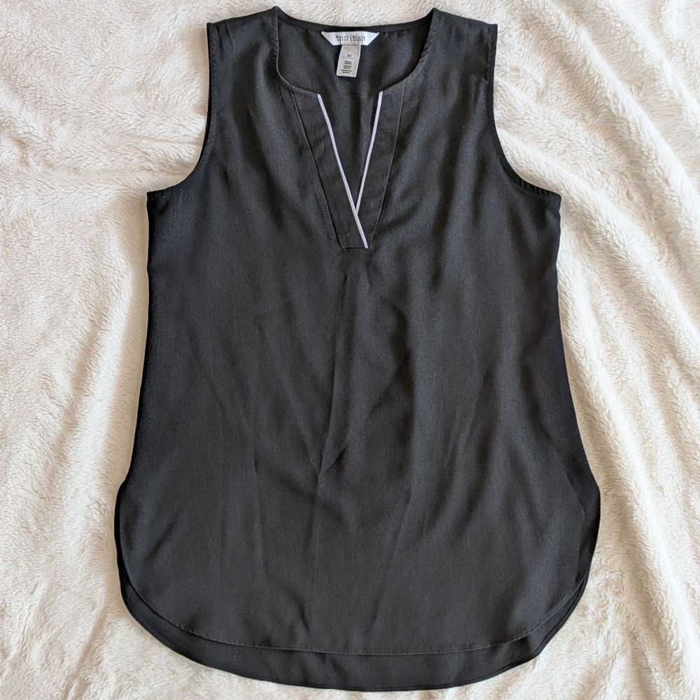 White House Black Market Outlet Black Sleeveless High-Low Tunic Top Size XS